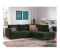 Jake - canapé d'angle droit - convertible - 5 places - en velours côtelé - Vert