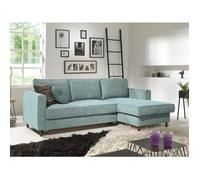 Jake - canapé d'angle droit - convertible avec coffre - 4 places - en velours côtelé - Bleu