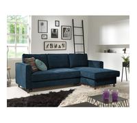 Jake - canapé d'angle droit - convertible avec coffre - 4 places - en velours côtelé - Bleu Ardoise