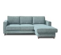 Jake - canapé d'angle droit - convertible avec coffre - 4 places - en velours côtelé - Bleu Bleu