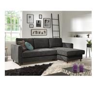 Jake - canapé d'angle convertible - avec coffre - 4 places - en velours côtelé - Droit - Gris foncé Gris foncé