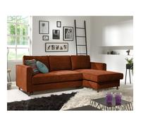 Jake - canapé d'angle droit - convertible avec coffre - 4 places - en velours côtelé - Rouille