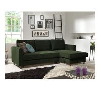 Jake - canapé d'angle droit - convertible avec coffre - 4 places - en velours côtelé - Vert