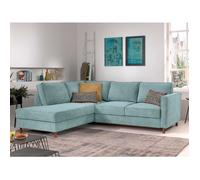 Jake - canapé d'angle gauche - convertible - 5 places - en velours côtelé - Bleu Bleu