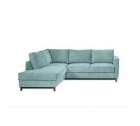 Jake - canapé d'angle gauche - convertible - 5 places - en velours côtelé - Bleu Bleu