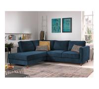 Jake - canapé d'angle gauche - convertible - 5 places - en velours côtelé - Bleu Ardoise