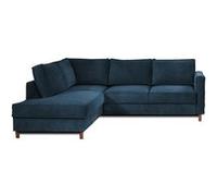 Jake - canapé d'angle gauche - convertible - 5 places - en velours côtelé - Bleu Ardoise