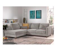 Jake - canapé d'angle gauche - convertible - 5 places - en velours côtelé - Gris clair