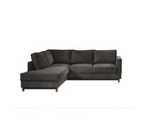 Lisa Design - Canapé d'angle Convertible - Angle Gauche - Jake en Velours Côtelé - Canapé Lit - Sofa Gris Foncé 5 Places - Salon