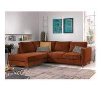 Jake - canapé d'angle gauche - convertible - 5 places - en velours côtelé - Rouille