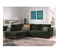 Jake - canapé d'angle gauche - convertible - 5 places - en velours côtelé - Vert