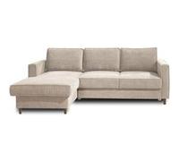 Jake - canapé d'angle convertible - avec coffre - 4 places - en velours côtelé - gauche couleur - beige Beige