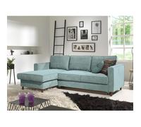 Jake - canapé d'angle gauche - convertible avec coffre - 4 places - en velours côtelé - Bleu