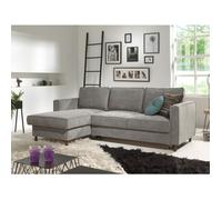 Jake - canapé d'angle gauche - convertible avec coffre - 4 places - en velours côtelé - Gris clair