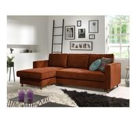 Jake - canapé d'angle gauche - convertible avec coffre - 4 places - en velours côtelé - Rouille