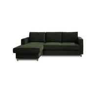 Jake - canapé d'angle gauche - convertible avec coffre - 4 places - en velours côtelé - Vert