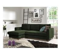 Jake - canapé d'angle gauche - convertible avec coffre - 4 places - en velours côtelé - Vert