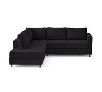 Jake - canapé déhoussable d'angle gauche 5 places en tissu - Noir