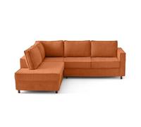 Lisa Design - Jake - canapé déhoussable d'angle Gauche 5 Places en Velours texturé, Rouille
