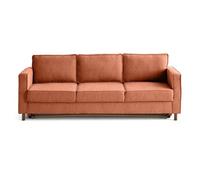 Jake - canapé droit 3 places convertible en tissu velours relief - Terracotta