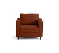 Jake - fauteuil en velours côtelé - pieds bois foncé - Rouille
