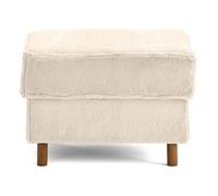 Jake - pouf en fausse fourrure - pieds en bois foncé - Beige Beige