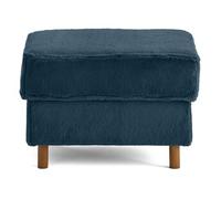 Jake - pouf en fausse fourrure - pieds en bois foncé - Bleu Bleu