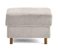 Jake - pouf en fausse fourrure - pieds en bois foncé - Gris clair Gris clair