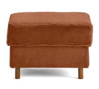 Jake - pouf en fausse fourrure - pieds en bois foncé - Rouille