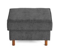 Lisa Design - Jake - Pouf en Tissu Velours Relief - Pieds en Bois foncé, Gris Anthracite
