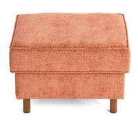 Jake - pouf en tissu velours relief - pieds en bois foncé - Terracotta