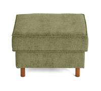 Lisa Design - Jake - Pouf en Tissu Velours Relief - Pieds en Bois foncé, Vert