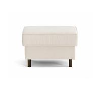 Jake - pouf en velours côtelé - pieds bois foncé - Beige