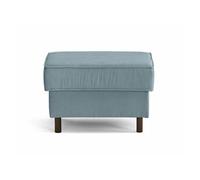 Jake - pouf en velours côtelé - pieds bois foncé - Bleu