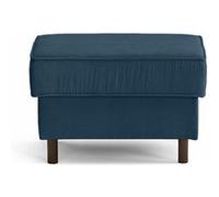 Jake - pouf en velours côtelé - pieds bois foncé - Bleu Ardoise Bleu Ardoise G