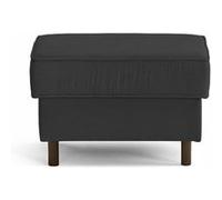 Jake - pouf en velours côtelé - pieds bois foncé - Gris foncé Gris foncé G
