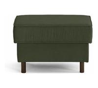 Jake - pouf en velours côtelé - pieds bois foncé - Vert Vert G