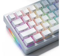 JakeTsai Jelly White Blue Keycaps, 130 touches Double Shot PC Keycaps Dye-Sub Cherry Profile Translucide Side Printed Custom Keycap for Cherry Gateron MX Switches Mechanical Keyboards