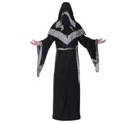 jakloz Robe de sorcier mystique - Costume d'Halloween et cosplay pour homme - Uniforme médiéval vintage - Vêtements de la Renaissance - Manteau de sorcier - Cape (noir, taille 3XL)