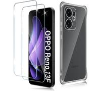 Jakn-2 Pièces Verre Trempé Pour Oppo Reno 13f/ 13 F Et 1 Coque,0.33mm Film Protection Écran,9h Dureté,Hd Transparent Vitre Protection,Antichoc Antirayures Souple Tpu Bumper Housse