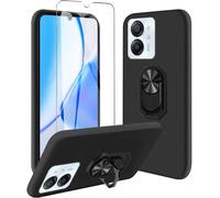 Jakn-Coque Compatible Avec Blackview Color 8 / Oscal Modern 8 (6.75") Noir Housse Et Support Rotatif 360° Et Verre Trempé Écran Film Protecteur - Étui Souple Silicone Tpu Case Cover Black