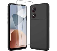 Jakn-Coque Compatible Avec Zte Blade A34 (6.6") Noir Housse Et Verre Trempé Écran Film Protecteur - Étui Souple Silicone Tpu Case Cover Black