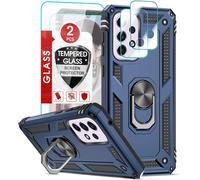 Jakn-Coque Pour Samsung Galaxy A33 5g Avec 2 Verre Trempé Et 2 Protection Camera,Anneau Support Militaire Anti-Chute Bumper Antichoc Rigide Armure Housse Etui Pour Samsung A33 5g Bleu