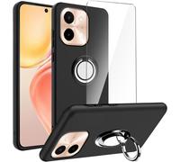 Jakn-Coque Pour Vivo Y28 4g(6.68") Noir Housse + Support De Bague Rotative+ Verre Trempé Protection Écran