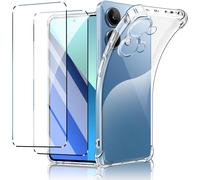 Jakn-Coque Pour Xiaomi Redmi Note 13 4g (Pas Pour Note 13 5g) + 2 Verre Trempé Protection Écran,Housse En Transparent Silicone Tpu Souple,Bumper Avec Coins Renforcés