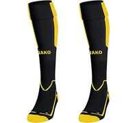 JAKO - Chaussettes Latium, Mixte, Noir/Citro, 31-34