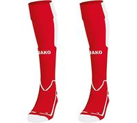 JAKO - Chaussettes Latium, Mixte, Sport Rouge/Blanc, 31-34