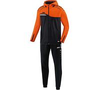 JAKO M9418 Competition 2.0 Survêtement à capuche en polyester pour enfant Noir/orange fluo Taille 140