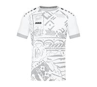 JAKO - Maillot Tropicana (Manches Courtes), Mixte, Blanc/Gris Argenté, M
