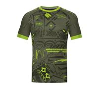JAKO - Maillot Tropicana (Manches Courtes), Mixte Enfant, Kaki/Vert Fluo, 152